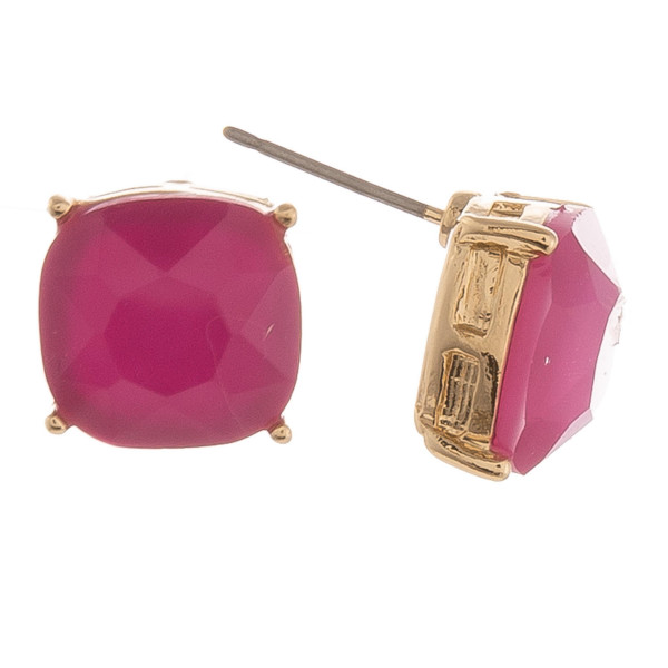 Wholesale gold stud earrings iridescent acrylic stone detail cm diameter