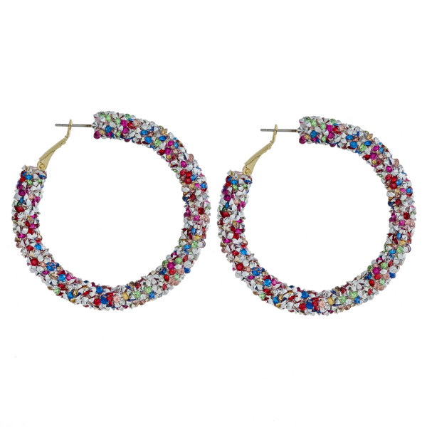 Wholesale large hoop earrings multicolor silver rhinestones diameter