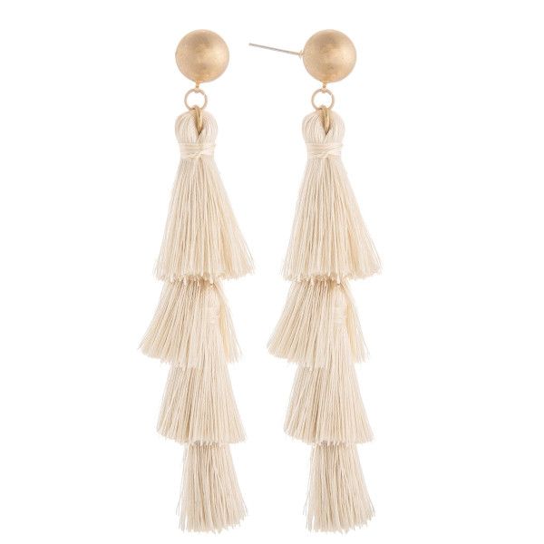 Wholesale long tassel earring gold post Approximate