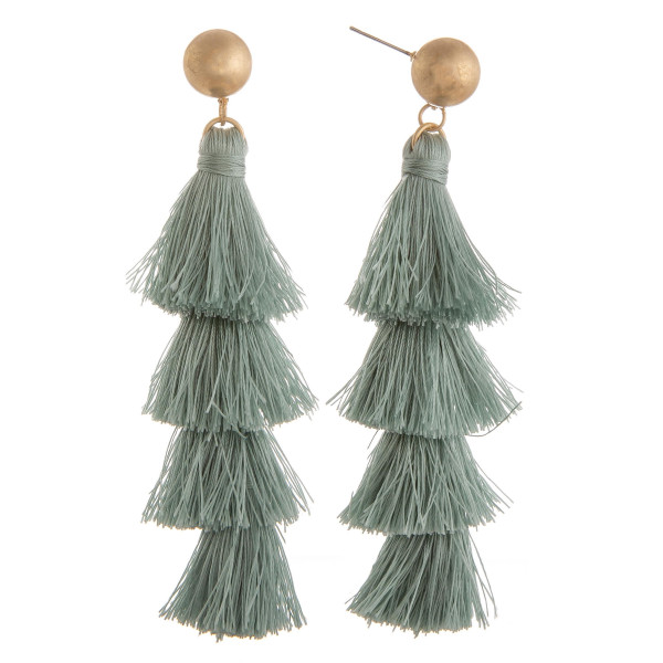 Wholesale long tassel earring gold post Approximate