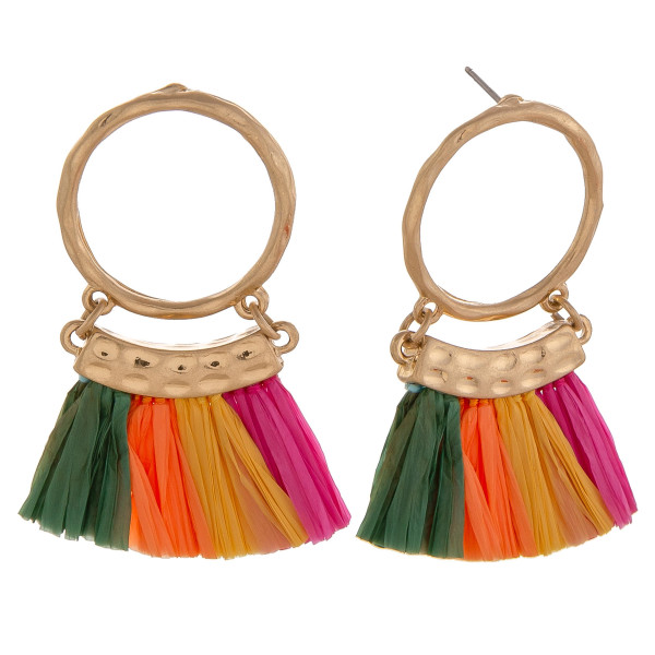 Wholesale circular drop earrings multi tassels gold accents