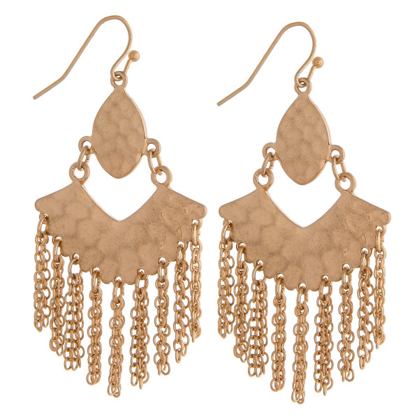 Wholesale long metal plated drop earrings metal accents tassel details