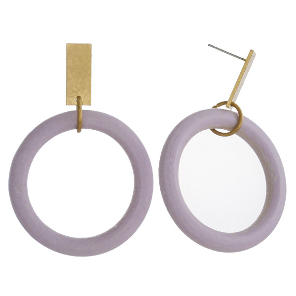 Wholesale circular wood earrings gold metal stud accent