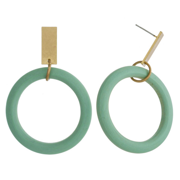 Wholesale circular wood earrings gold metal stud accent