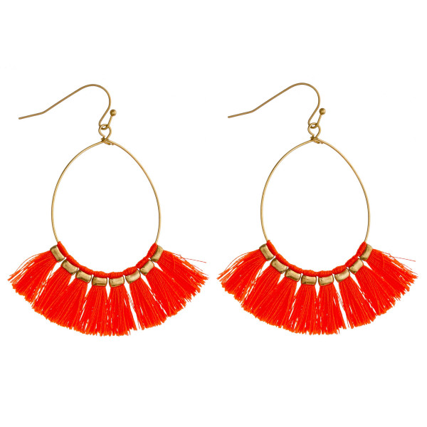 Wholesale dainty teardrop earrings neon tassel details gold accents