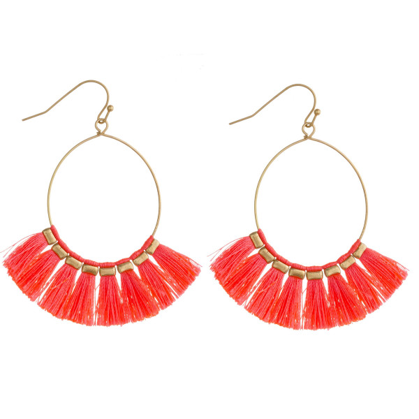 Wholesale dainty teardrop earrings neon tassel details gold accents