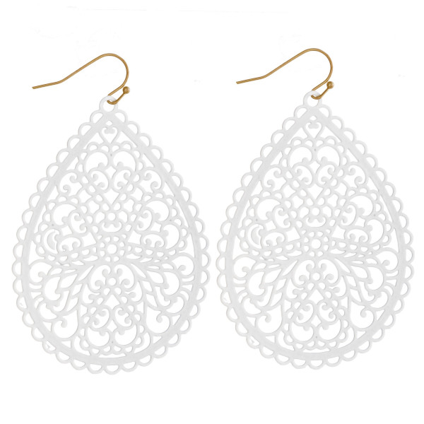 Wholesale long filigree inspired teardrop earrings
