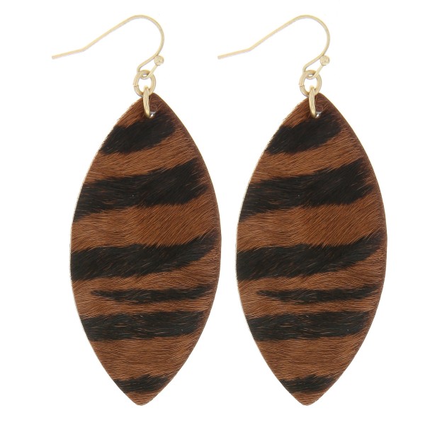 Wholesale cowhide zebra print drop earrings