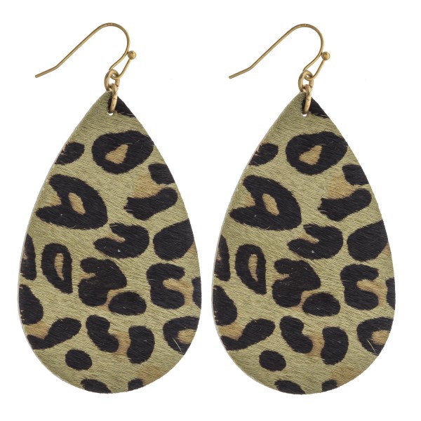 Wholesale leopard print cowhide teardrop earrings