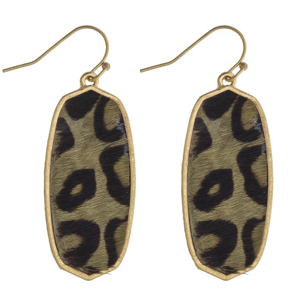 Wholesale leopard print cowhide encased drop earrings