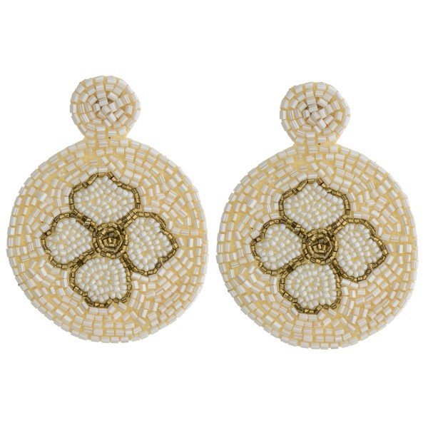 Wholesale seed beaded felt flower disc earrings diameter