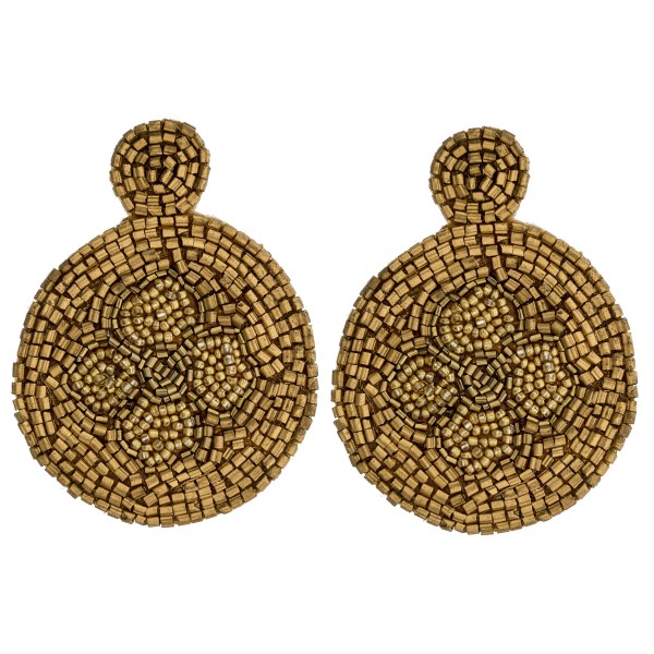Wholesale seed beaded felt flower disc earrings diameter