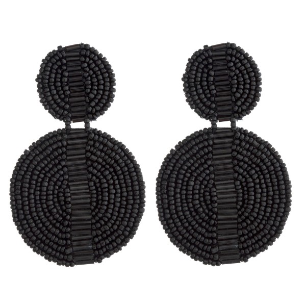 Wholesale seed beaded felt disc drop earrings