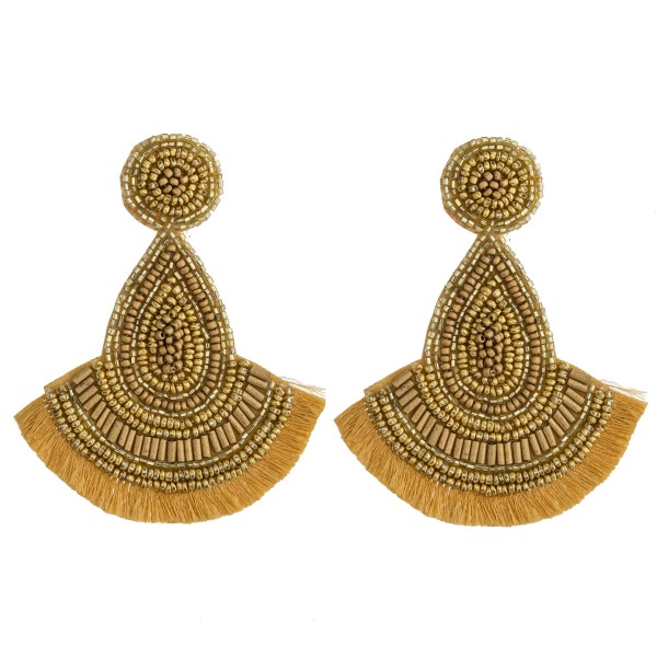 Wholesale seed beaded felt teardrop tassel boho earrings
