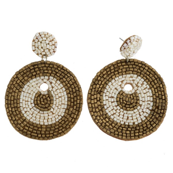 Wholesale seed beaded felt disc boho drop earrings diameter