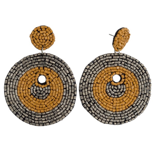 Wholesale seed beaded felt disc boho drop earrings diameter
