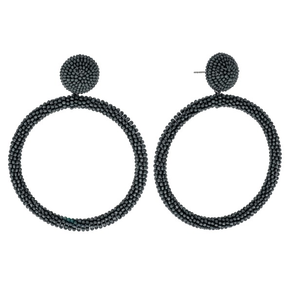 Wholesale seed beaded open circle statement earrings diameter
