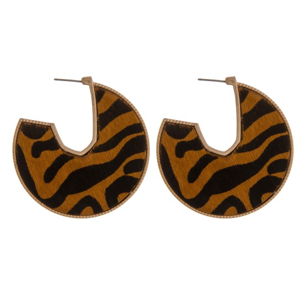 Wholesale cowhide animal print encased open hoop disc earrings diameter