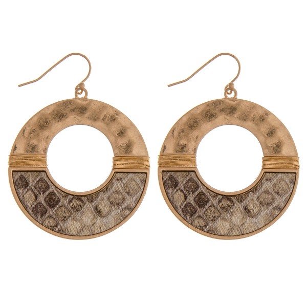 Wholesale hammered metal snakeskin earrings wire wrapped details diameter