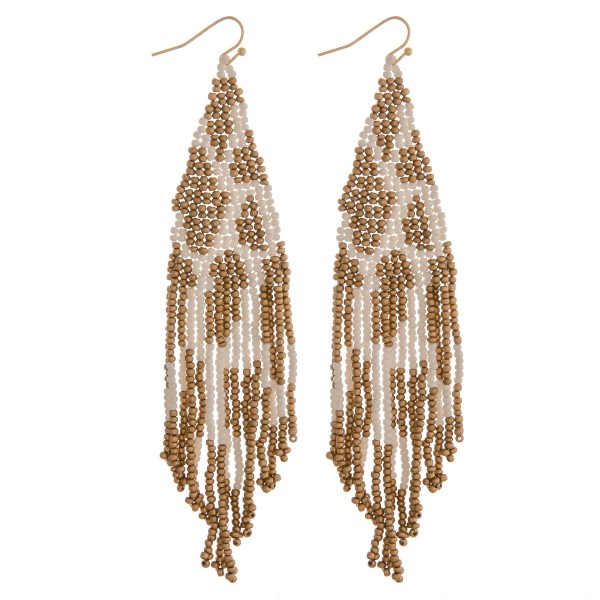 Wholesale leopard print beaded fringe tassel bohemian earrings