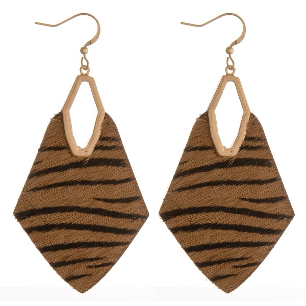 Wholesale cowhide genuine leather zebra print diamond cut out earrings