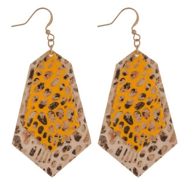 Wholesale faux leather animal print abstract earrings
