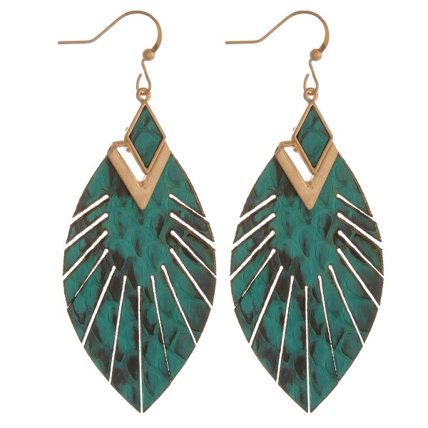 Wholesale genuine leather animal print feather bohemian earrings