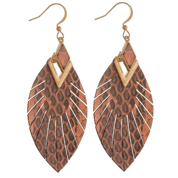 Wholesale genuine leather animal print feather bohemian earrings