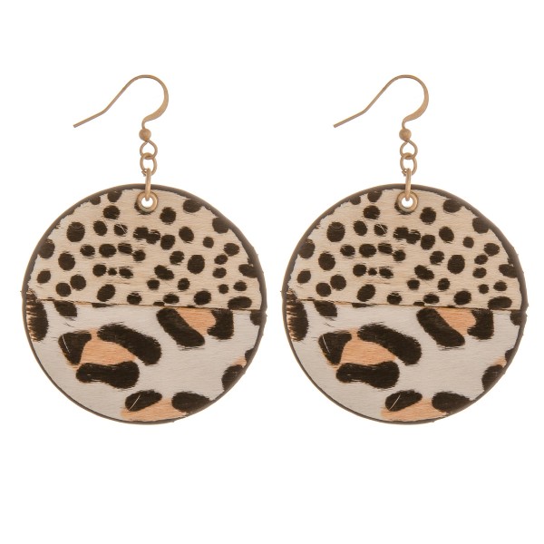 Wholesale genuine leather doubled sided multi animal print earrings diameter