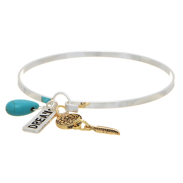 Silver Tone Bangle Bracelet Featuring A Gold Tone Feather And Dream Adorable Dream Catcher Gold Bracelet Silver Tone Bangle Bracelet Featuring A Gold Tone Feather And Dream Adorable Dream Catcher Gold Bracelet