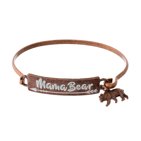 Wholesale metal bangle bracelet stamped Mama Bear bear charm