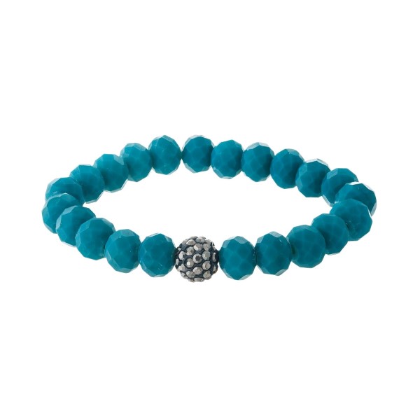 Wholesale beaded stretch bracelet hematite pave beaded accent