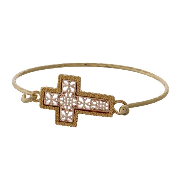 Wholesale gold bangle bracelet filigree cross