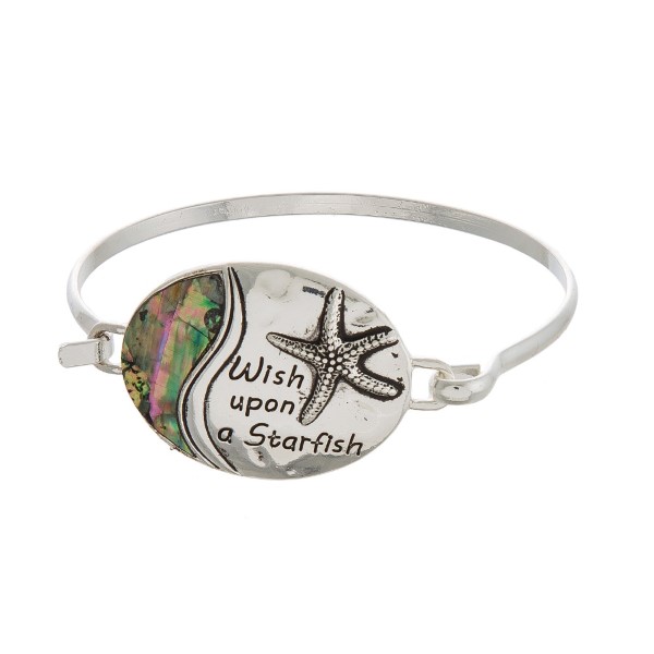 Wholesale metal bracelet stamped saying abalone detail