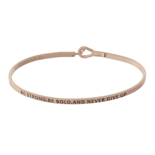 Wholesale metal bracelet engraved message Be Strong Be Bold Never Give Up