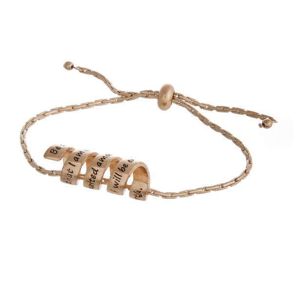 Wholesale metal slide bracelet stamped Be Still