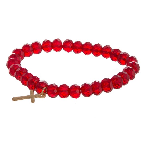 Wholesale stretch bracelet faceted beads cross charm