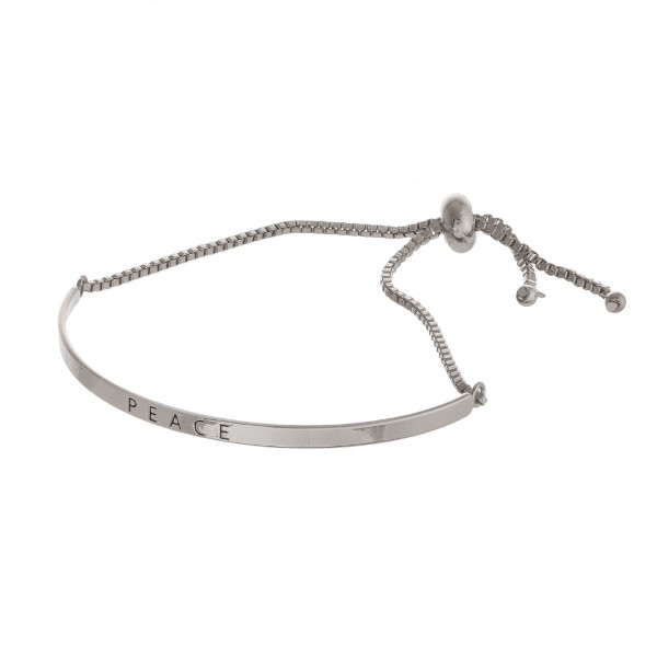 Wholesale metal slide bracelet stamped Peace