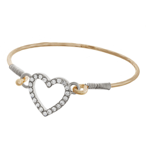 Wholesale metal cuff bracelet rhinestones heart pendant diameter