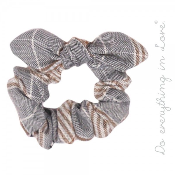 Wholesale do everything Love brand knotted plaid print hair scrunchie One Polyes