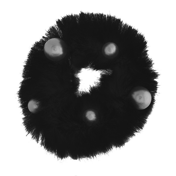 Wholesale solid color faux fur pearl hair scrunchie One Polyester