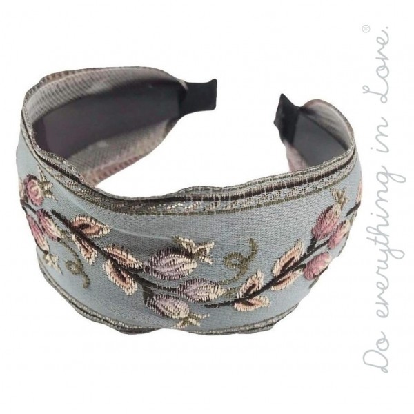 Wholesale do everything Love brand floral embroidered headband One Polyester