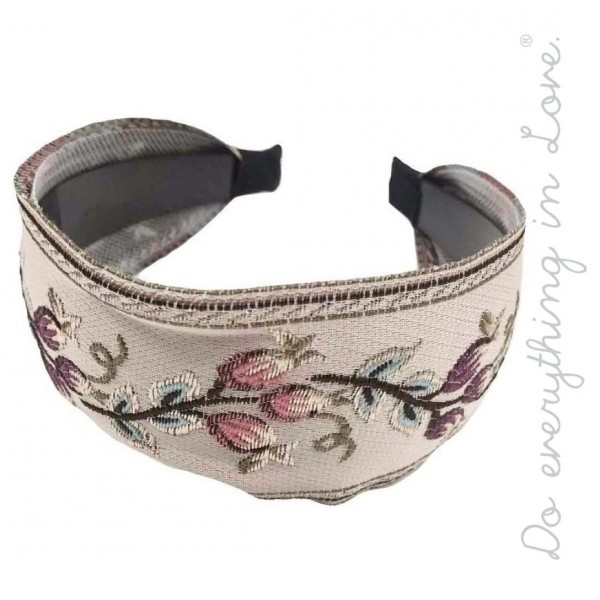Wholesale do everything Love brand floral embroidered headband One Polyester