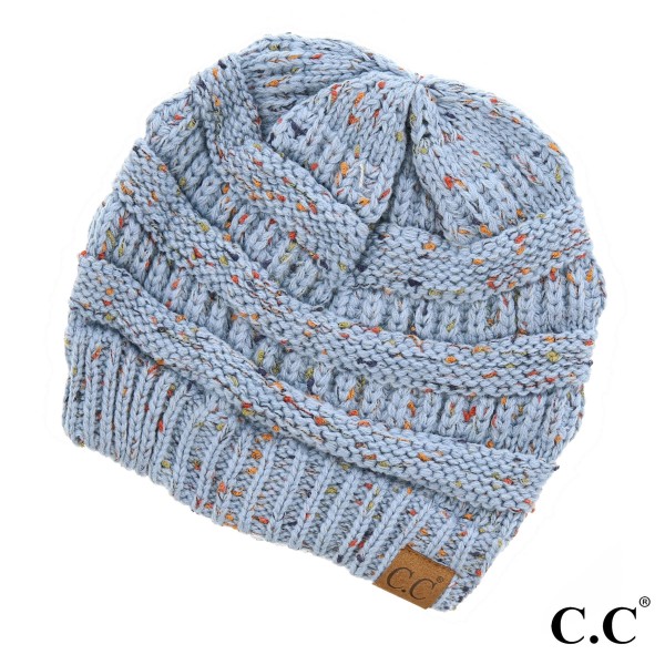 Wholesale cable knit confetti print C C beanie denim acrylic