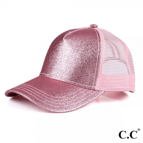 Wholesale cC Pony Cap BT C C glitter ponytail baseball cap mesh back Adjustable