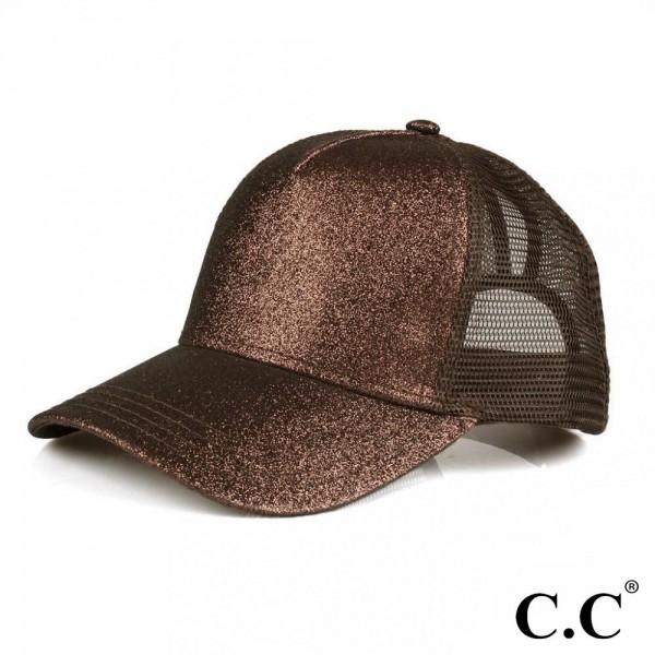Wholesale cC Pony Cap BT C C glitter ponytail baseball cap mesh back Adjustable