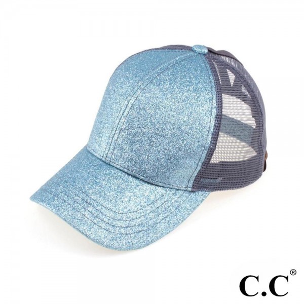 Wholesale cC Pony Cap BT C C glitter ponytail baseball cap mesh back Adjustable