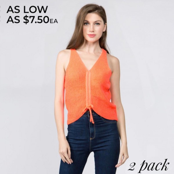 Wholesale cropped waist knit vest adjustable drawstring Cotton Acrylic
