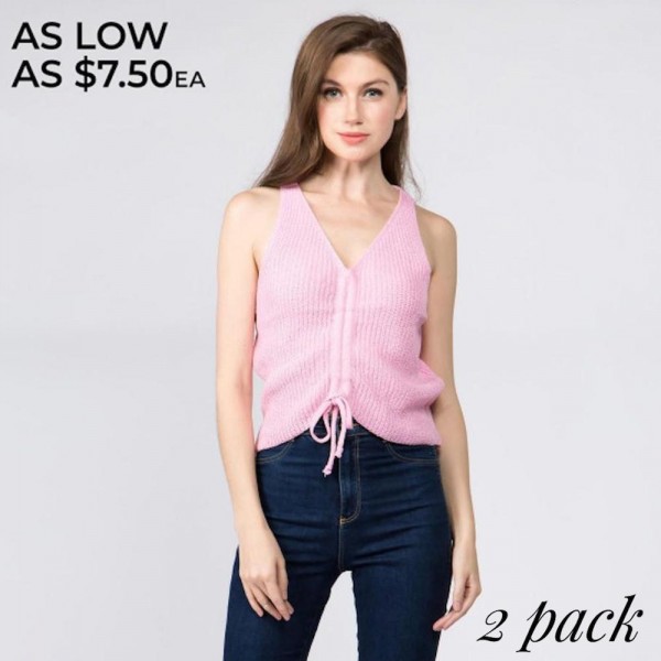 Wholesale cropped waist knit vest adjustable drawstring Cotton Acrylic