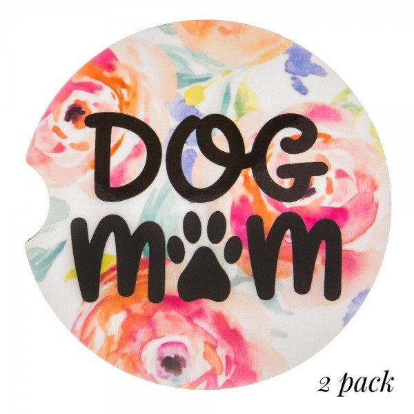 Wholesale dog Mom floral printed car coaster set Pack Breakdown pcs pack diamet